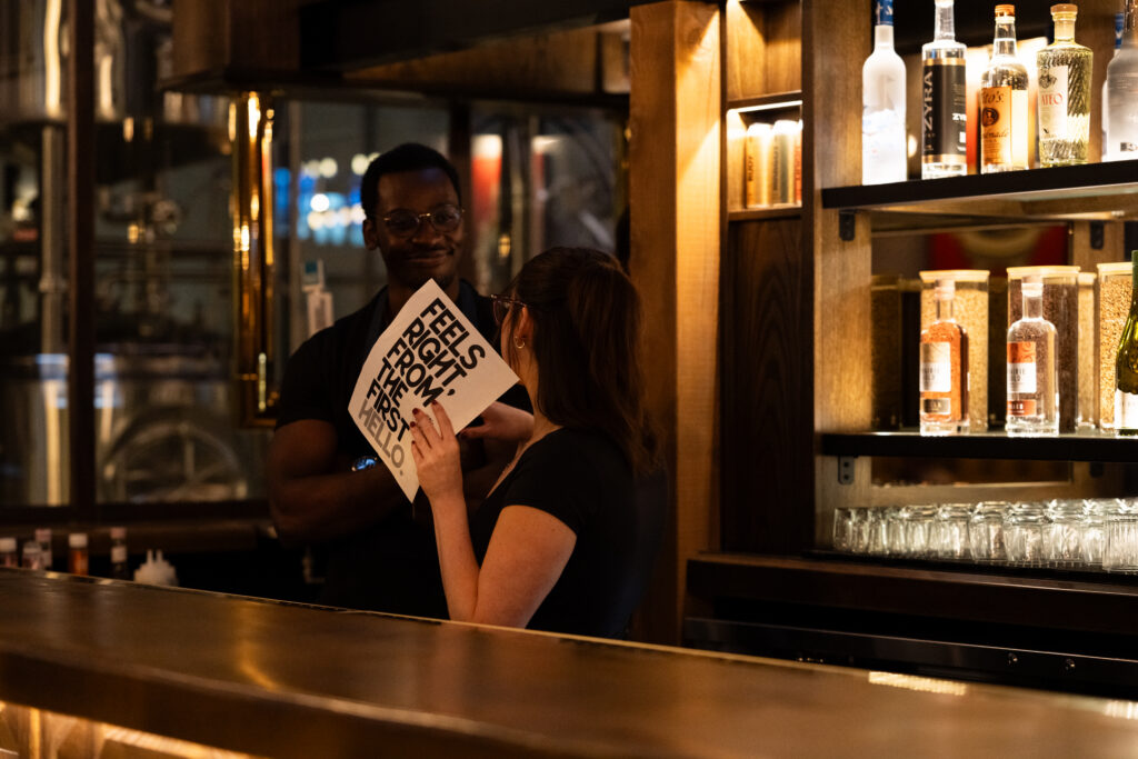 Plated dishes and craft beer on the Brewco bar